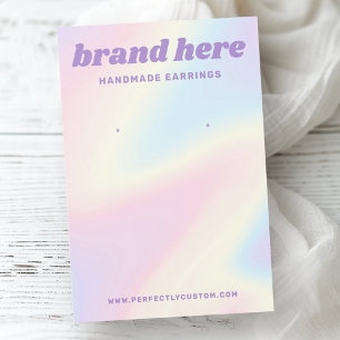 Retro pastel rainbow purple earring card