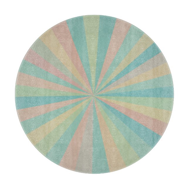 Retro Pastel Starburst Round Cutting Board  (Front)