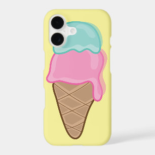 Retro Pastel Strawberry Mint Summer Ice-Cream Cone