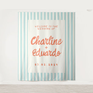 Retro Pastel Striped Wedding  Tapestry