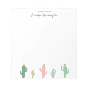 Retro Pastel Succulent Cactus Personalised Notepad