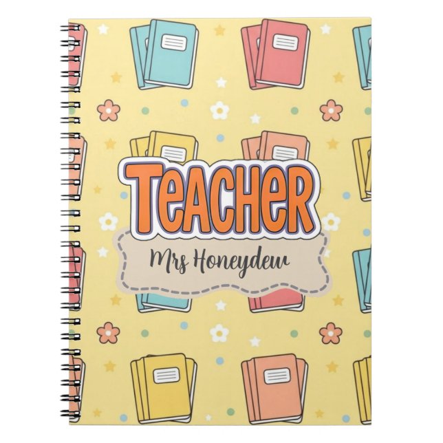 Retro Pastel Teacher School Books Pattern  (Front)