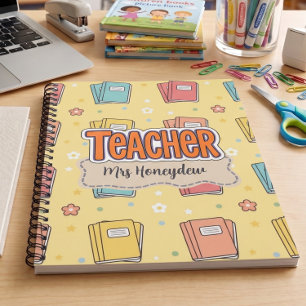Retro Pastel Teacher School Books Pattern