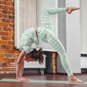 Retro pastel turquoise grid pattern leggings