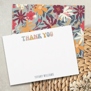 Retro Pastel Wildflower Custom Thank You Card
