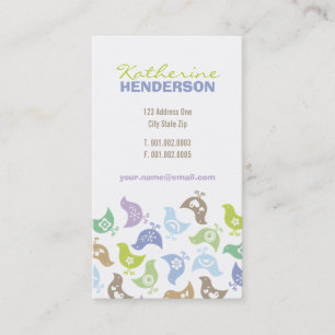 Retro Pastels Blue Purple Chicks Pattern Whimsical Business Card