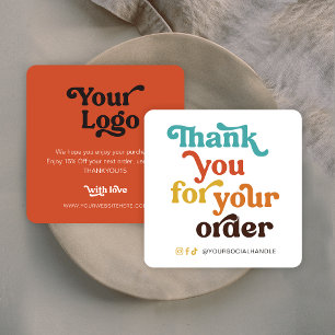 Retro Pastels Small Business Thank You for Order Card