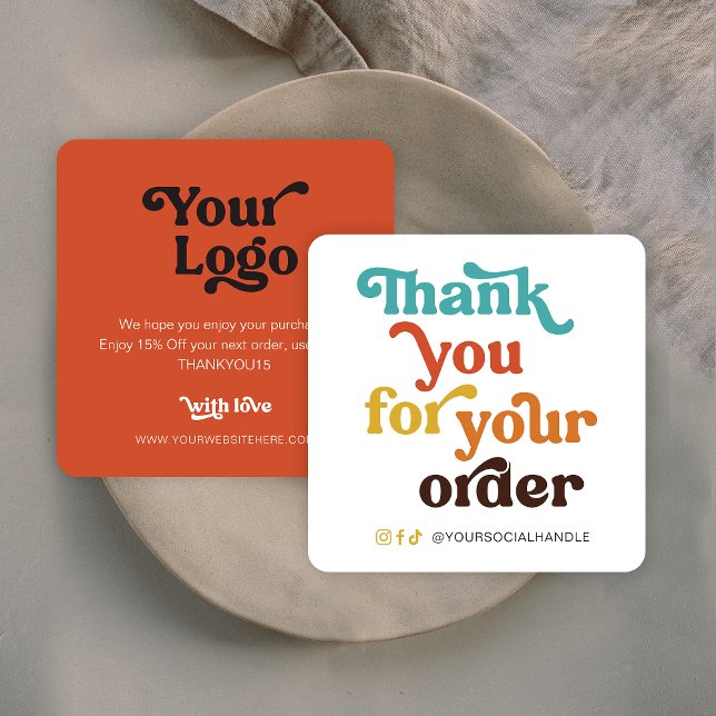 Retro Pastels Small Business Thank You for Order Card (Creator Uploaded)