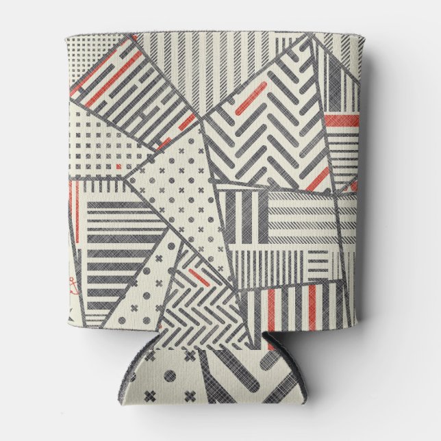 Retro Patchwork: Abstract Geometric Design Can Cooler (Front)