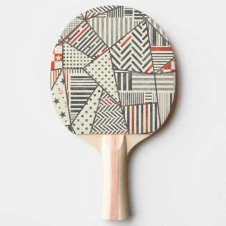 Retro Patchwork: Abstract Geometric Design Ping Pong Paddle