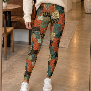 Retro Patchwork Animal Print Leggings