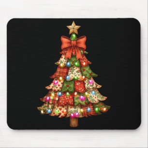 Retro Patchwork Bow Christmas,rustic Country Chris Mouse Pad