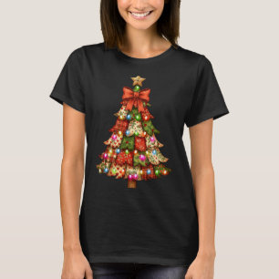 Retro Patchwork Bow Christmas,rustic Country Chris T-Shirt