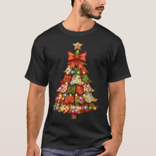Retro Patchwork Bow Christmas,rustic Country Chris T-Shirt