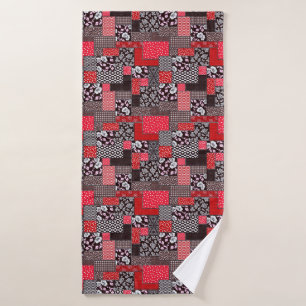 Retro Patchwork Floral Quilt Pattern Bath Towel