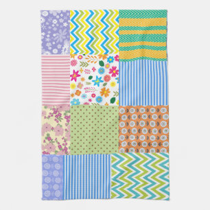 Retro Patchwork Quilt Country Pattern Tea Towel