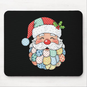 Retro Patchwork Santa Claus Christmas Preppy Xmas Mouse Pad