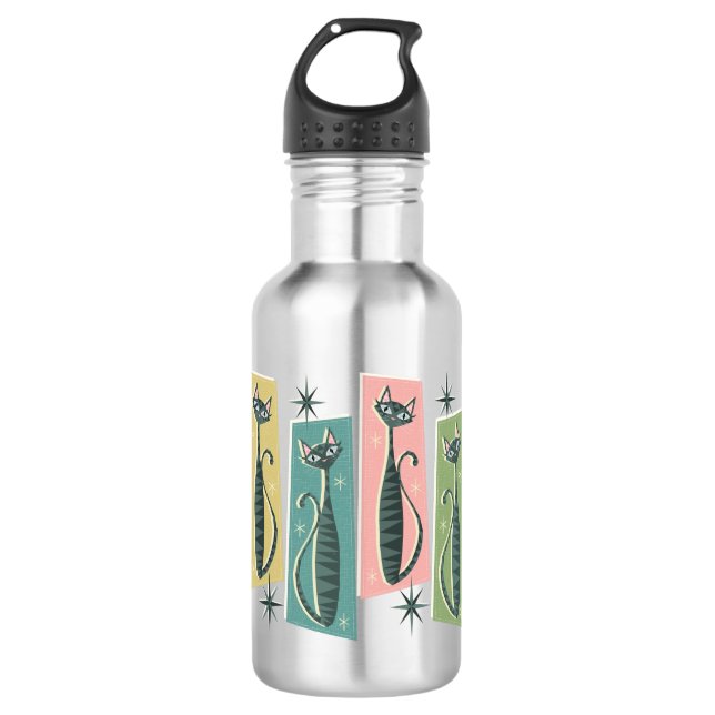 Retro Patchwork Tabbies ©studioxtine 532 Ml Water Bottle (Front)
