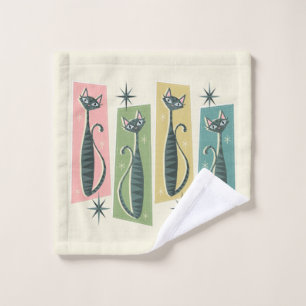 Retro Patchwork Tabbies ©studioxtine Bath Towel Set