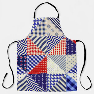 Retro Patchwork Triangles Nautical Style Apron