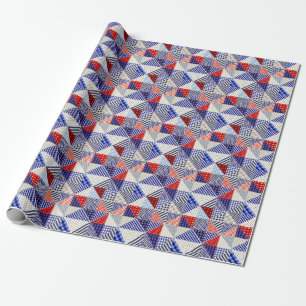 Retro Patchwork Triangles Nautical Style Wrapping Paper