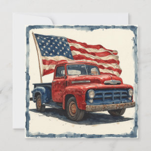 Retro Patriot Auto: Vintage Glory Holiday Card
