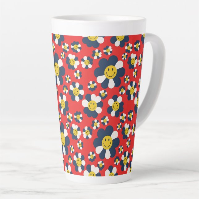 Retro Patriot Smiley Face Latte Mug (Right Angle)
