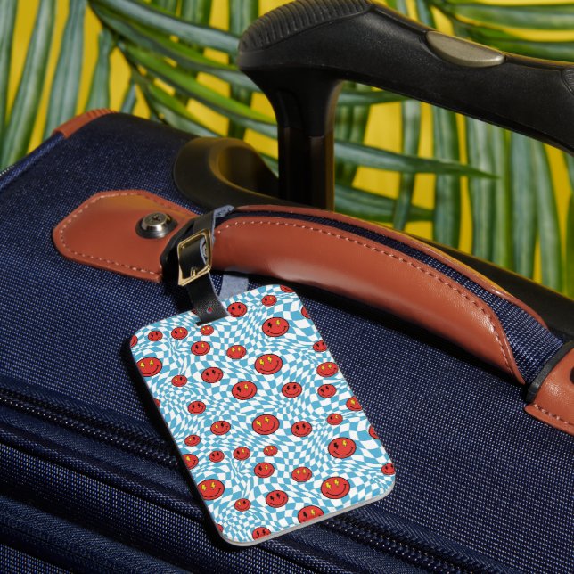 Retro Patriot Smiley Face Luggage Tag (Front Insitu 1)