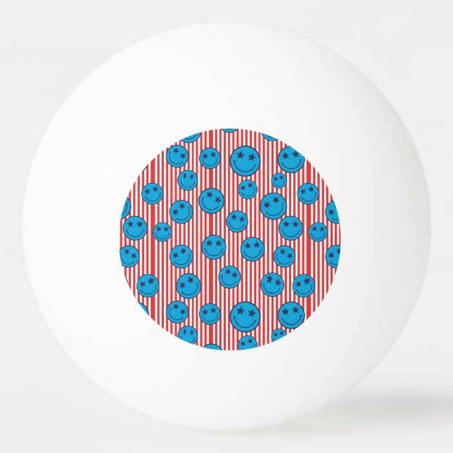 Retro Patriot Smiley Face Ping Pong Ball (Front)