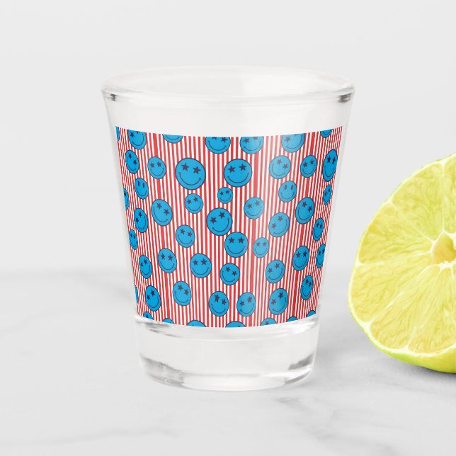 Retro Patriot Smiley Face Shot Glass (Front)