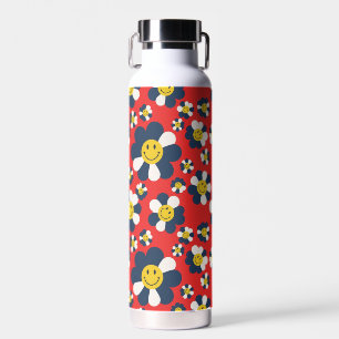 Retro Patriot Smiley Face Water Bottle