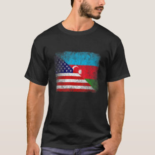 Retro Patriotic American Azerbaijan Flag Distresse T-Shirt