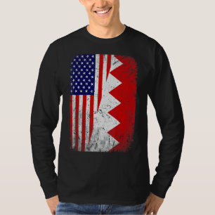 Retro Patriotic American Bahrain Flag Distressed T-Shirt