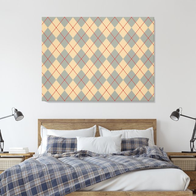  Retro Patriotic Argyle Wall Art (Insitu(Bedroom))