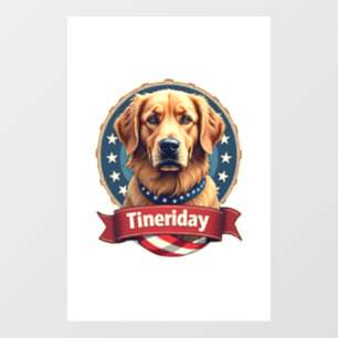 Retro Patriotic Golden Retriever Engraving Tee