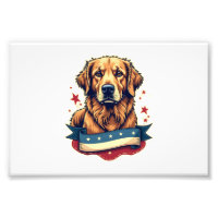 Retro Patriotic Golden Retriever Engraving Tee 4