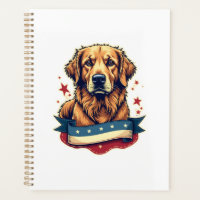 Retro Patriotic Golden Retriever Engraving Tee 4
