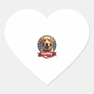 Retro Patriotic Golden Retriever Engraving Tee Heart Sticker