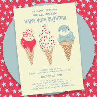Retro Patriotic Ice Cream Cone 40th Birthday