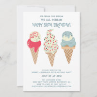 Retro Patriotic Ice Cream Cone 50th Birthday
