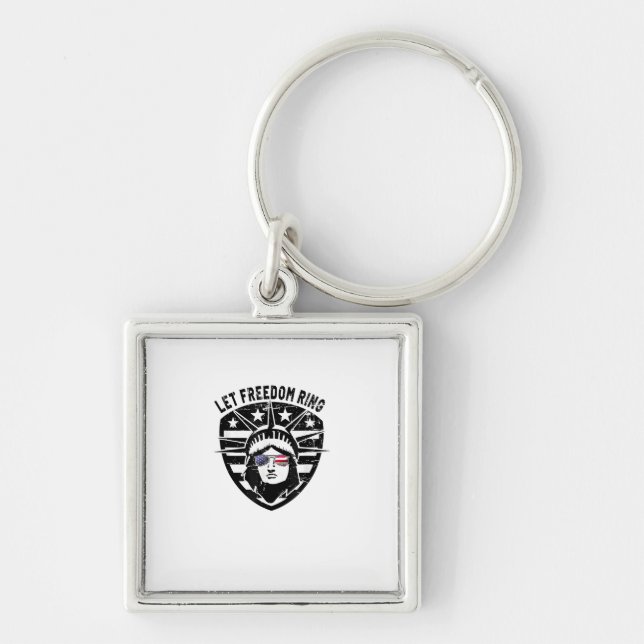 Retro Patriotic Let Freedom Ring July 4th Key Ring (Front)