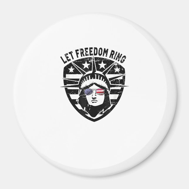 Retro Patriotic Let Freedom Ring July 4th Magnet (Front)