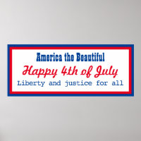Retro Patriotic Red Blue White Happy 4th of July