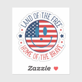 Retro Patriotic Smiley Face Land Of The Free USA