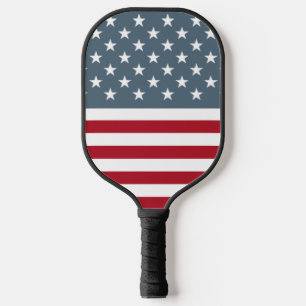 Retro Patriotic Stars and Stripes American Flag Pickleball Paddle