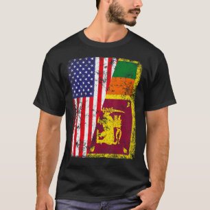 Retro Patriotic Usa American Flag Sri Lanka Flag 1 T-Shirt