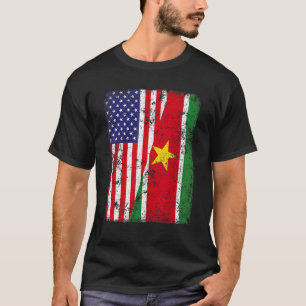 Retro Patriotic Usa American Flag Suriname Flag T-Shirt