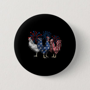 Retro Patriotic Usa Chicken Usa Hen 4th Of July Fu 6 Cm Round Badge