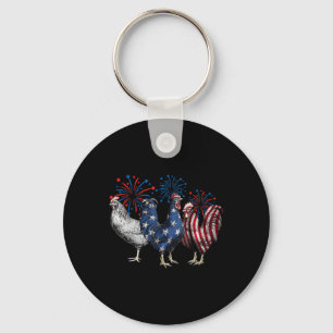 Retro Patriotic Usa Chicken Usa Hen 4th Of July Fu Key Ring