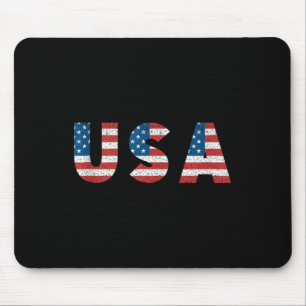 Retro Patriotic Usa National American Flag 20th Ja Mouse Pad